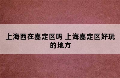 上海西在嘉定区吗 上海嘉定区好玩的地方